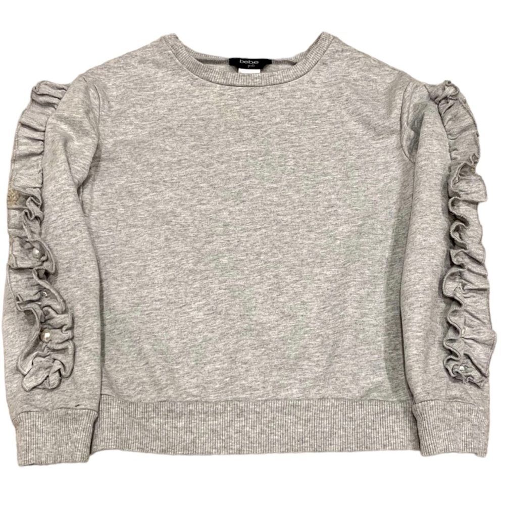 Bebe Gray‎ Ruffled Sleeve Sweatshirt